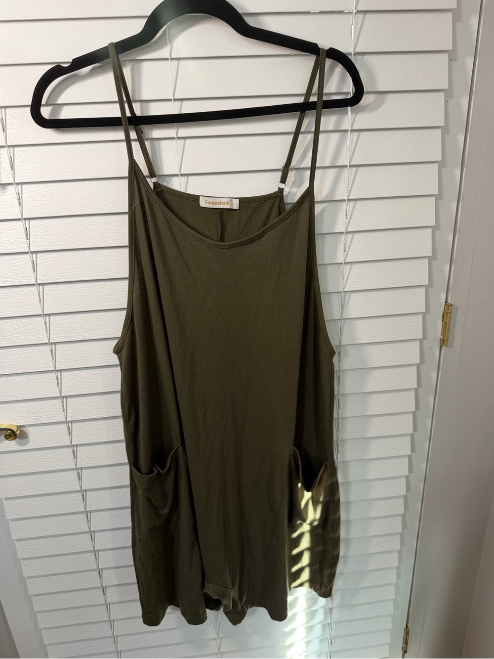 Fantastikook Olive Green Sleeveless Romper with Front Pockets